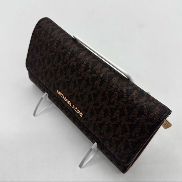 Michael Kors Lg Double Zip Wallet Wristlet & Trifold Wallet Brown | BUNDLE DEAL - Picture 10 of 13